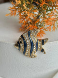 Navy blue fish brooch