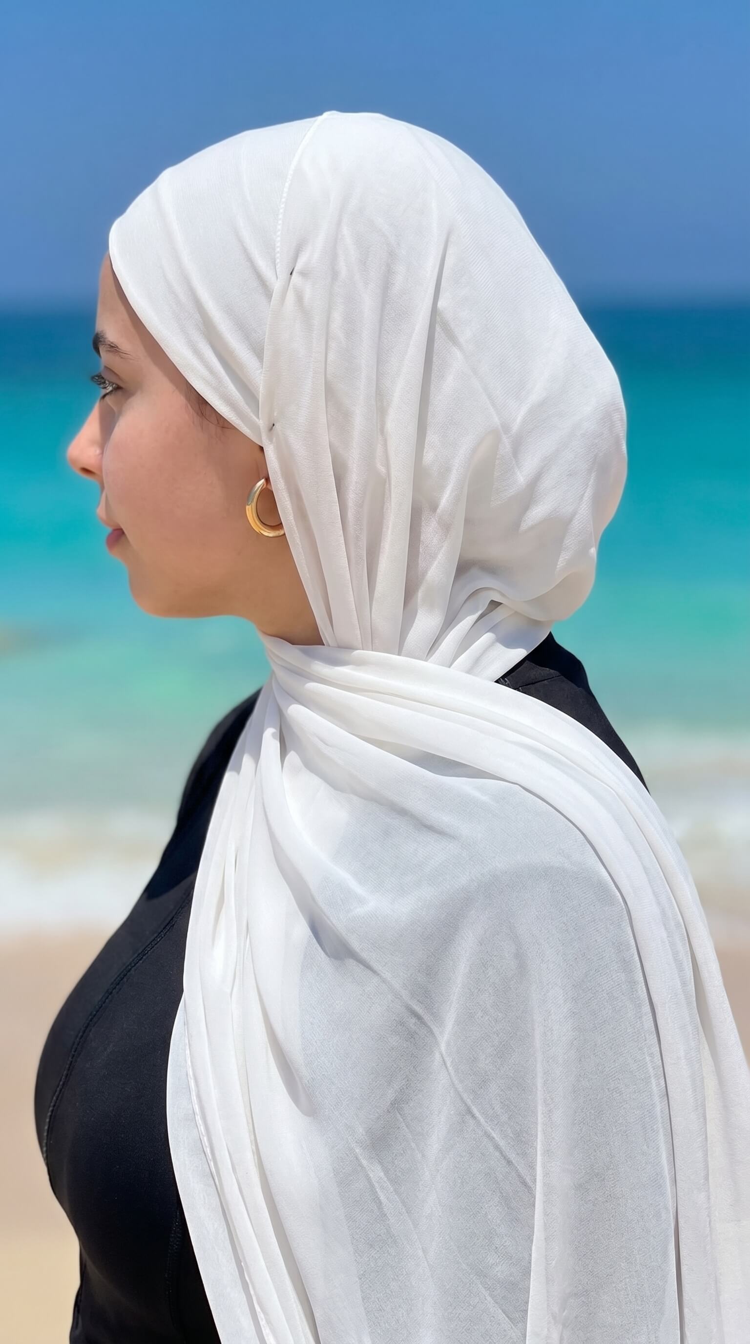 Tulle Beach Scarf White