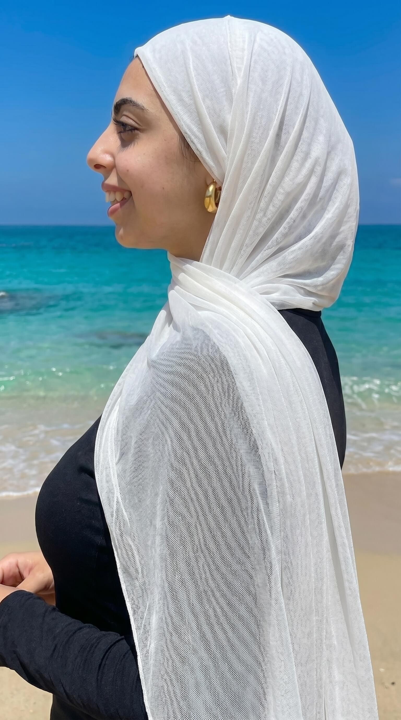 Tulle Beach Scarf White